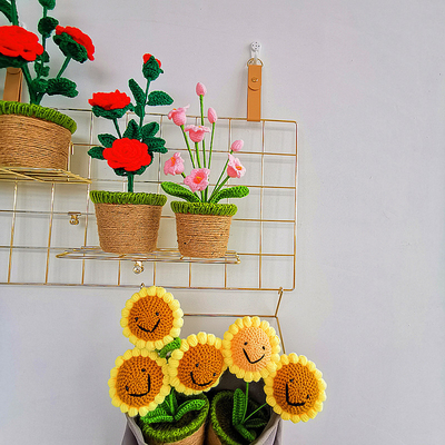 New Creative Luxury Handmade Crochet Knitting Plants Flowers Handicraft Home Decorations Crochet Flower