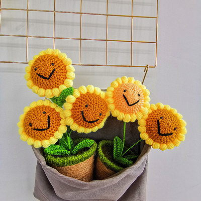 New Creative Luxury Handmade Crochet Knitting Plants Flowers Handicraft Home Decorations Crochet Flower