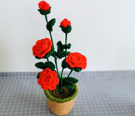 New Creative Luxury Handmade Crochet Knitting Plants Flowers Handicraft Home Decorations Crochet Flower