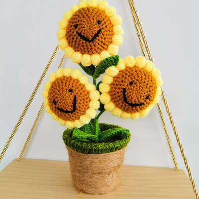 New Creative Luxury Handmade Crochet Knitting Plants Flowers Handicraft Home Decorations Crochet Flower