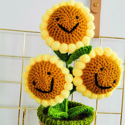 New Creative Luxury Handmade Crochet Knitting Plants Flowers Handicraft Home Decorations Crochet Flower