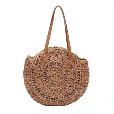 ECO Friendly Fashion Summer Tote Handbag Bohemian Handmade Bali Bags Straw Beach Bag Cotton Canvas Shopping Bags