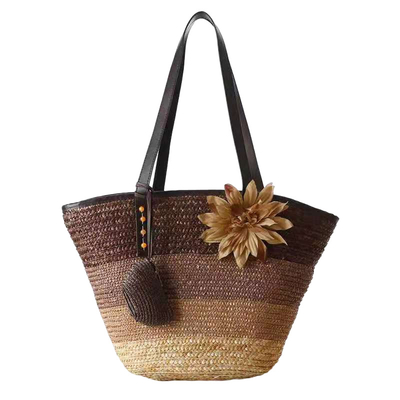 ECO Friendly Fashion Summer Tote Handbag Bohemian Handmade Bali Bags Straw Beach Bag Cotton Canvas Shopping Bags