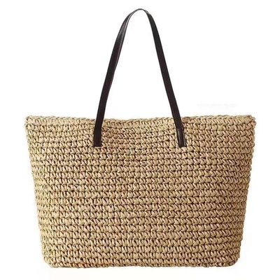 ECO Friendly Fashion Summer Tote Handbag Bohemian Handmade Bali Bags Straw Beach Bag Cotton Canvas Shopping Bags