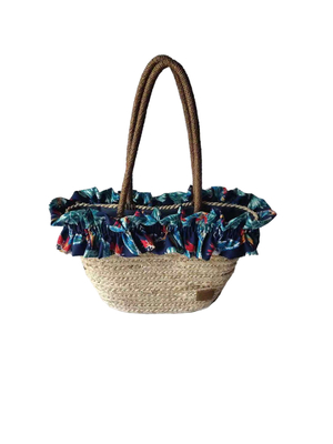 ECO Friendly Fashion Summer Tote Handbag Bohemian Handmade Bali Bags Straw Beach Bag Cotton Canvas Shopping Bags