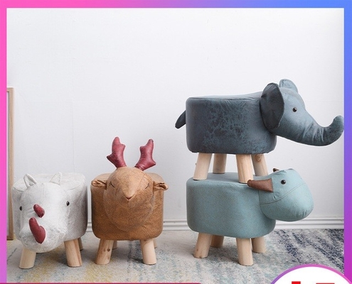 High Quality Modern Style Wooden Stools Cute Animal Shape Small Chair Solid Wood Household Fashion Shoe Stools