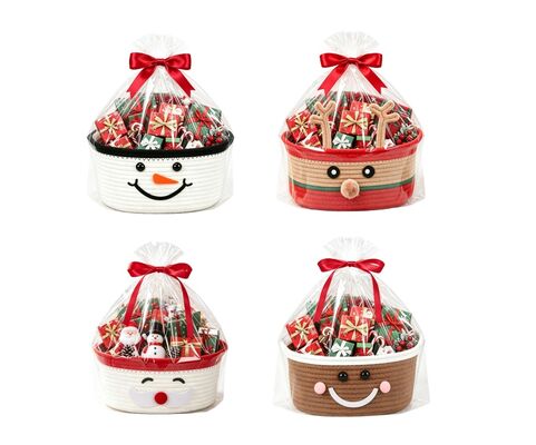 OEM Christmas Gift Basket Storage Decoration Easter Woven Big Blue Cotton Rope Baby Storage Organizer Empty Toys Gifts Clothes Laundry Bas