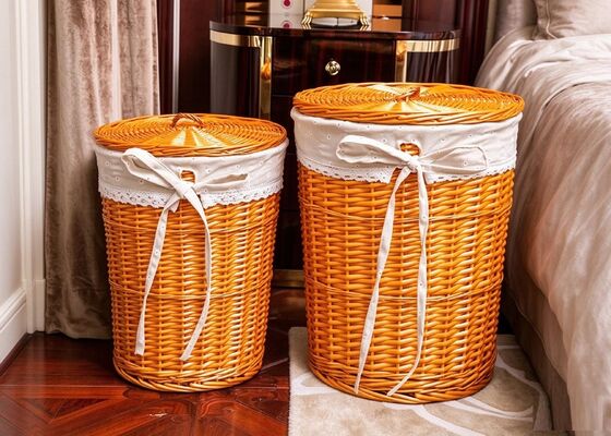 Cheap Storage Rattan Wicker Willow Laundry Basket With Lid Fashion Natural Baskets ECO Friendly Storage Factory Supply