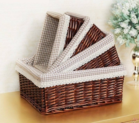 Hand Woven Decoration Organizer Rattan Willow Wicker Cutlery Fruit Storage Tray Home Decoractions Win Boxes basket