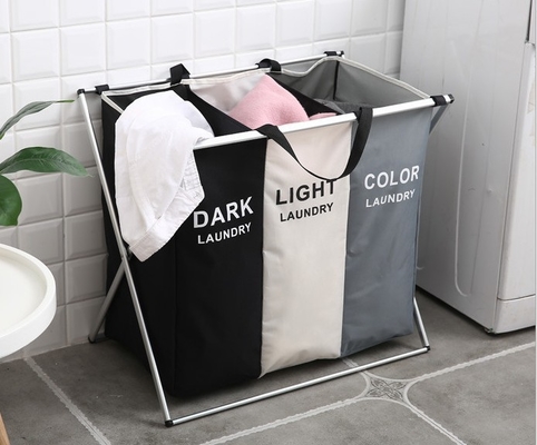 White Kids Baby Cotton Canvas Fabric Storage Bin Dirty Cloth Toys Collecting Basket Foldable Custom Laundry Bags